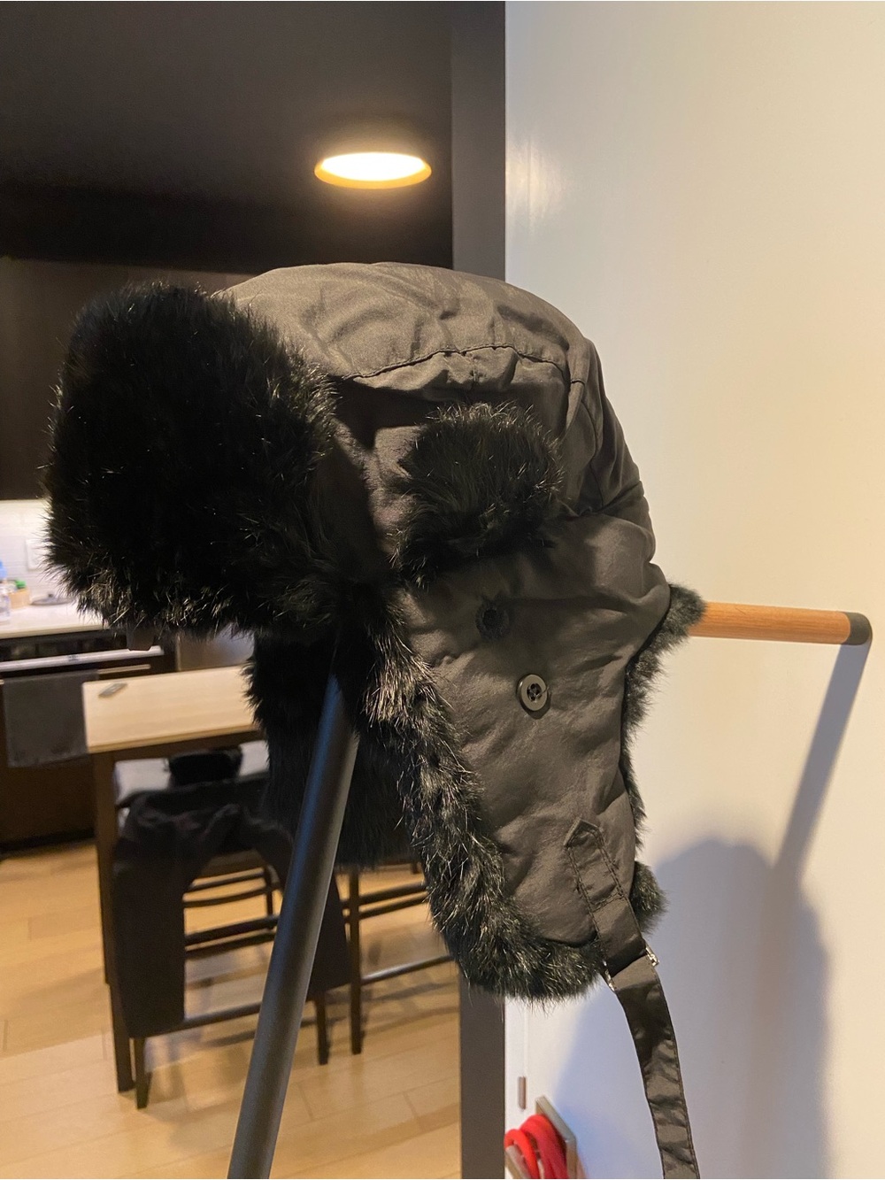Black Fur Trim Hat Small
